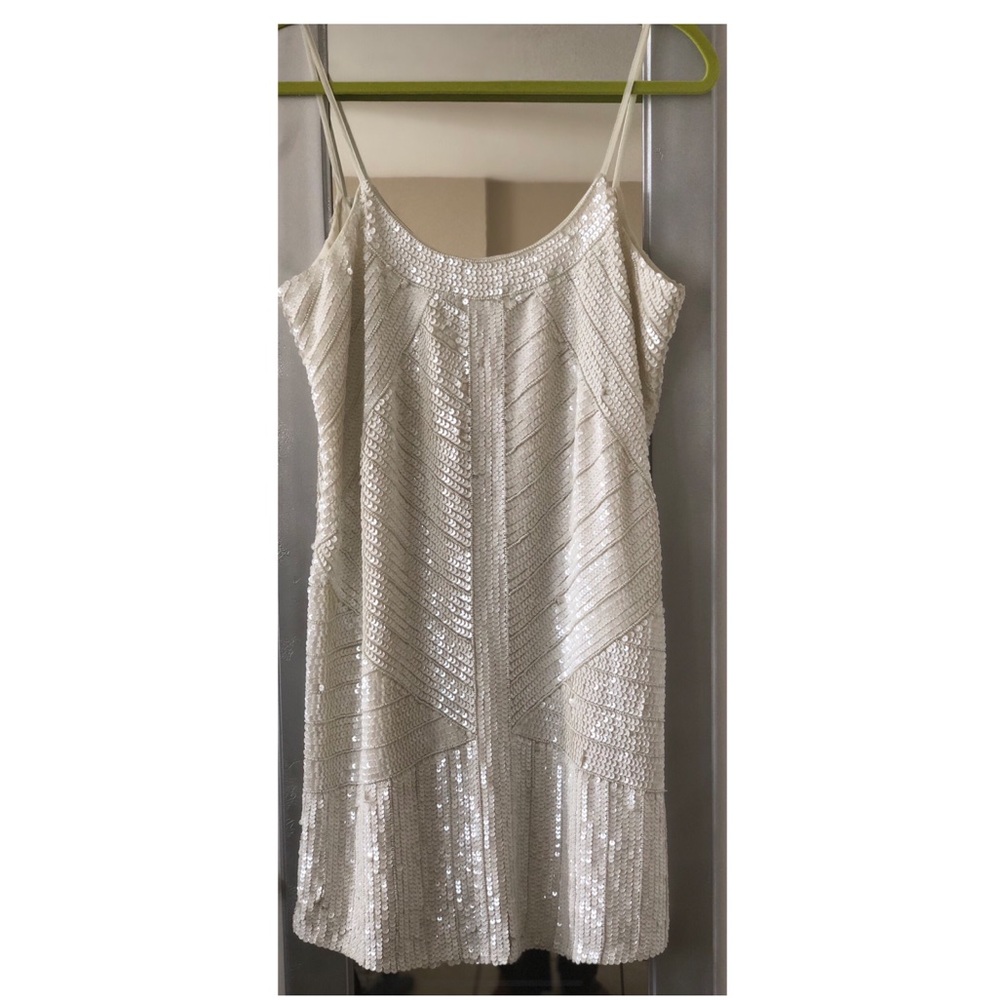White sequins slip dress